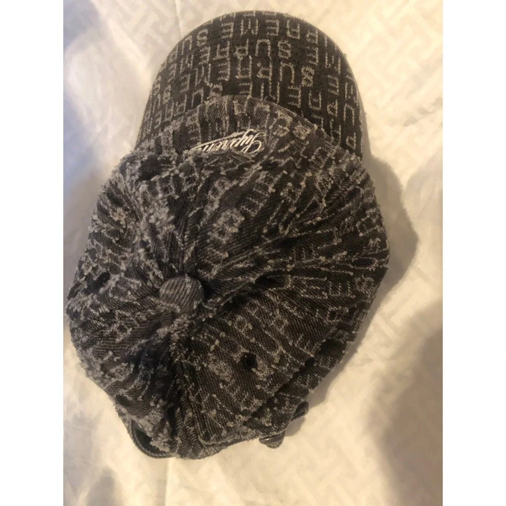 Supreme needle punch 6-Panel gray Hat Denim Cap